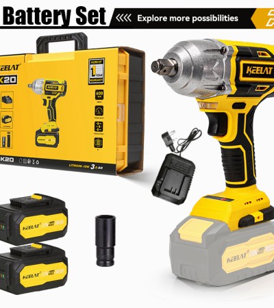 基拉特KID006 600N。M电动冲击扳手无绳大扭矩1/2“1/4”螺丝刀钻重型专业无绳冲击扳手插座电动工具可充电20V电池