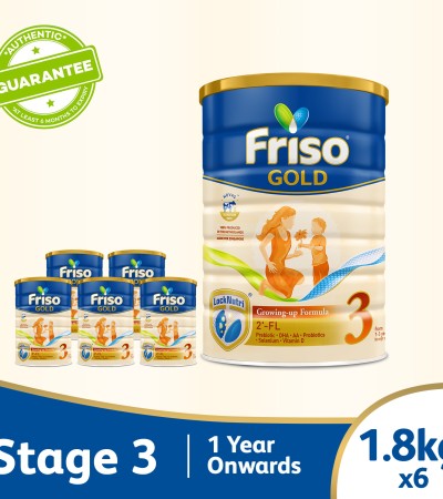 [6包]Friso Gold 3成长乳，含2'-FL 1.8kg，适用于1岁以上幼儿奶粉